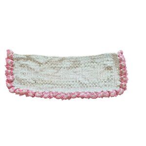 Crochet, Vintage White & Pink Ruffle 17" x 6"
